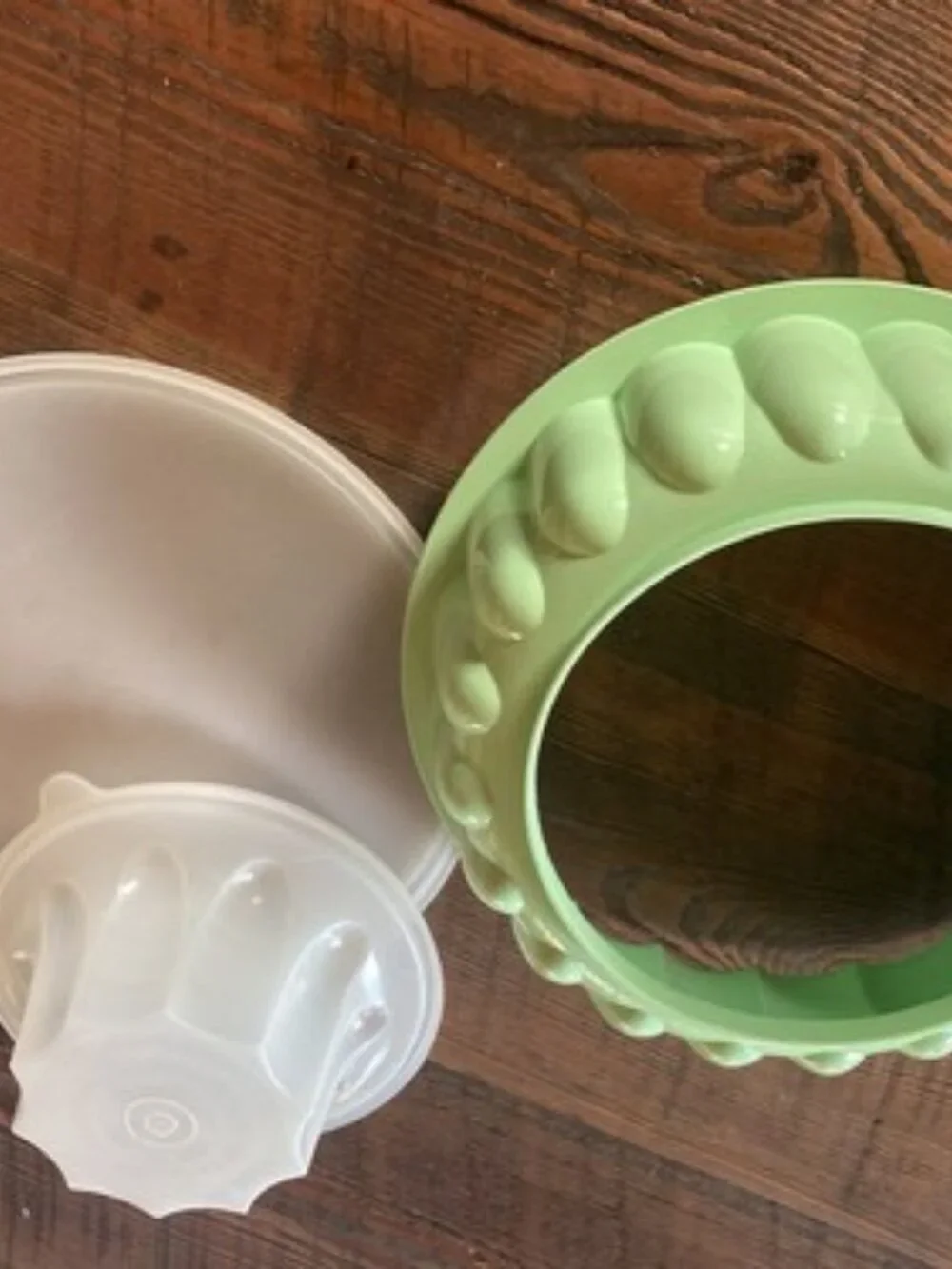 Vintage Tupperware 3 Piece Cold Jello Mold Green Retro Mid Century 1202-5